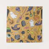 Met de hand getekende naadloze patronen met schatt wandkleed (Voorkant)