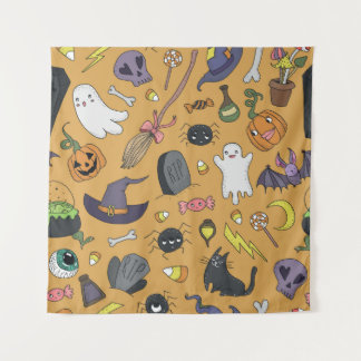 Met de hand getekende naadloze patronen met schatt wandkleed