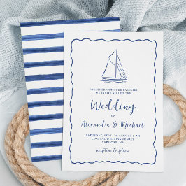 Met de Hand Getekende Nautilische Zeilboot Navy Bl Kaart