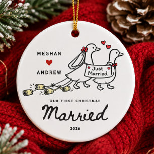 Met de Hand Getekende Net Getrouwd Ornament