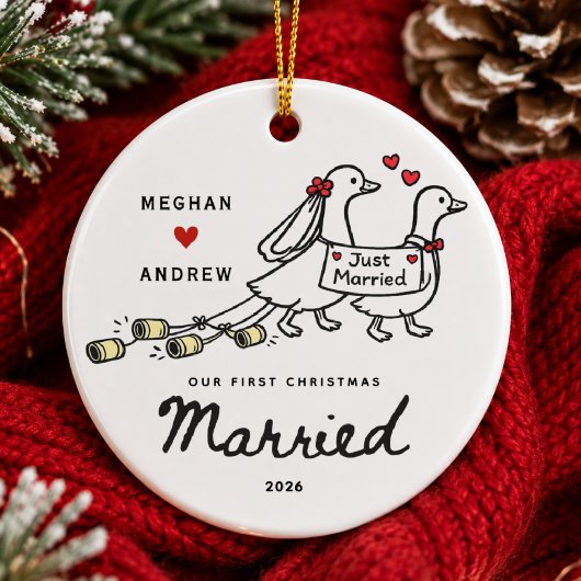 Met de Hand Getekende Net Getrouwd Ornament