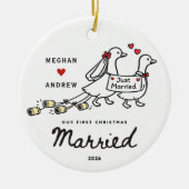 Met de Hand Getekende Net Getrouwd Ornament (Voorkant)