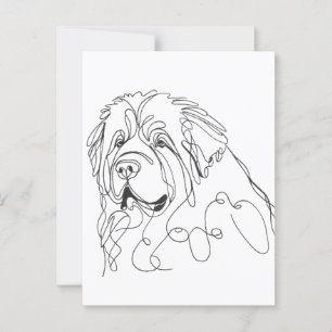 Met de hand getekende Newfoundlander minimalistisc Briefkaart