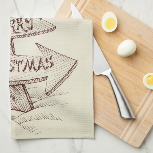  met de hand getekende Noordpool Kerstmis Theedoek (Quarter Fold)