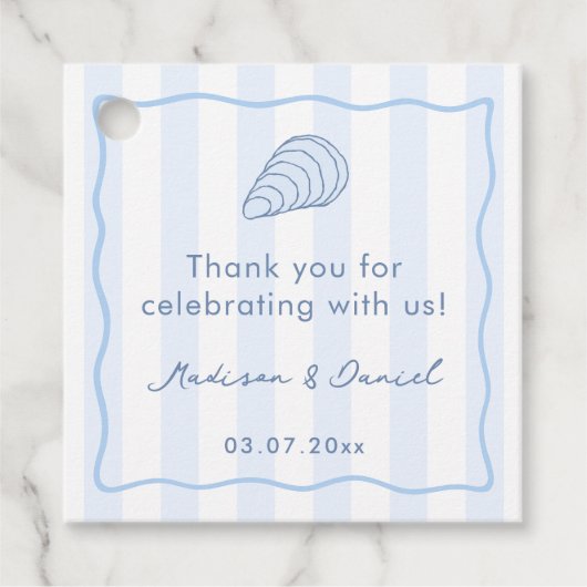 Met de Hand Getekende Oester Brunch Koppel Bruidsf Bedankjes Labels (Voorkant)