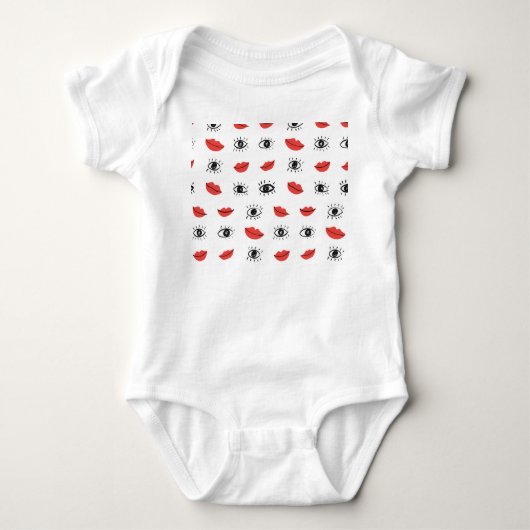 Met de hand getekende ogen, lippen, trendy patroon romper (Voorkant)