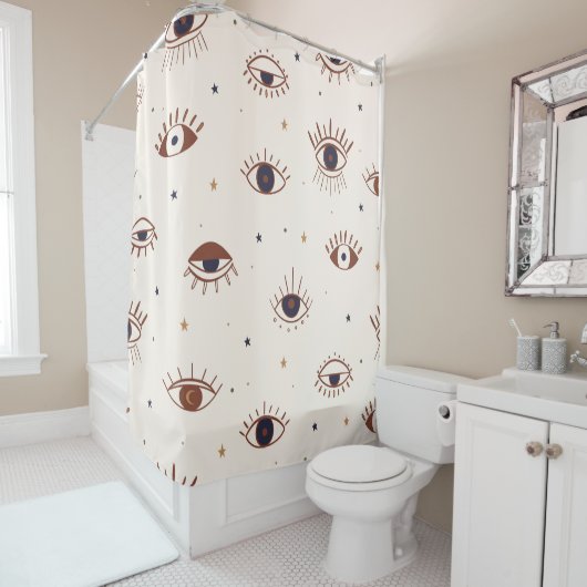 Met de hand getekende ogen Mystical Seamless Patte Douchegordijn (In situ)