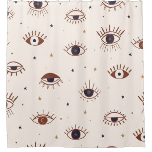 Met de hand getekende ogen Mystical Seamless Patte Douchegordijn