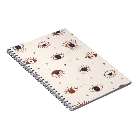Met de hand getekende ogen Mystical Seamless Patte Notitieboek (Rechterzijde)