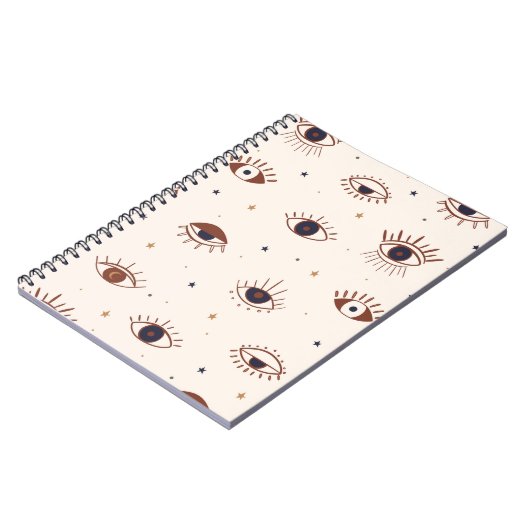 Met de hand getekende ogen Mystical Seamless Patte Notitieboek (Linkerzijde)