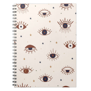Met de hand getekende ogen Mystical Seamless Patte Notitieboek