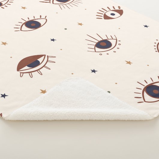 Met de hand getekende ogen Mystical Seamless Patte Sherpa Deken (3/4)