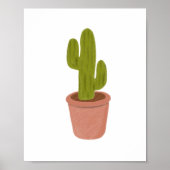 Met de hand getekende oliepastel-potcactus-kunst poster (Voorkant)
