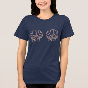 Met de hand getekende ondeugende schelpen Tri-Blend shirt
