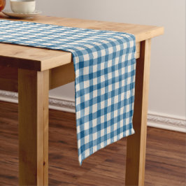 Met de Hand Getekende Onvolmaakte Gingham Plaid Bo Korte Tafelloper