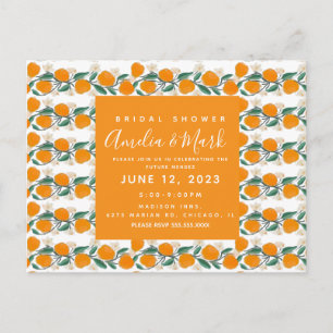 Met de Hand Getekende Oranje Botanische Abstracte Briefkaart