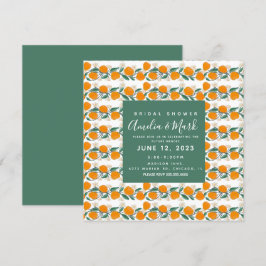 Met de Hand Getekende Oranje Botanische Abstracte  Kaart