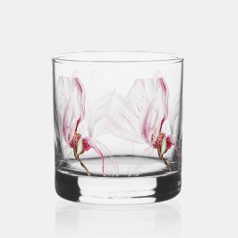 Met de hand getekende orchideeënafdruk whisky glas