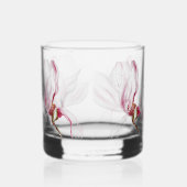 Met de hand getekende orchideeënafdruk whisky glas (Links)