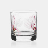 Met de hand getekende orchideeënprint whisky glas (Links)