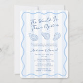 Met de Hand Getekende Oyster Roast Koppel Bruidsfe Kaart (Voorkant)