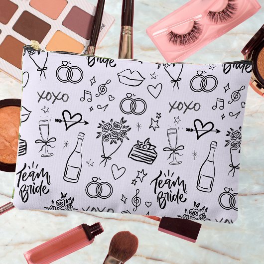 Met de Hand Getekende Paarse Bruidsdouche Doodle Etui