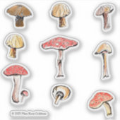 Met de hand getekende paddenstoelen Sfeervolle bos Sticker (Voorkant)
