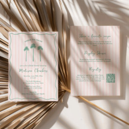 Met de hand getekende Palm Springs Roze Groene Bru Kaart