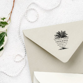 Met de hand getekende Palm Tree Summer Wedding Ret Zelfinktende Stempel