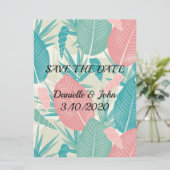 Met de Hand Getekende Palmbladeren Bruiloft Save The Date (Staand voorkant)