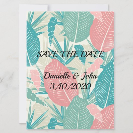Met de Hand Getekende Palmbladeren Bruiloft Save The Date (Voorkant)