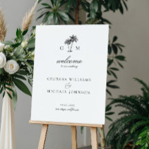 Met de Hand Getekende Palmbomen Monogram Trouw Wel