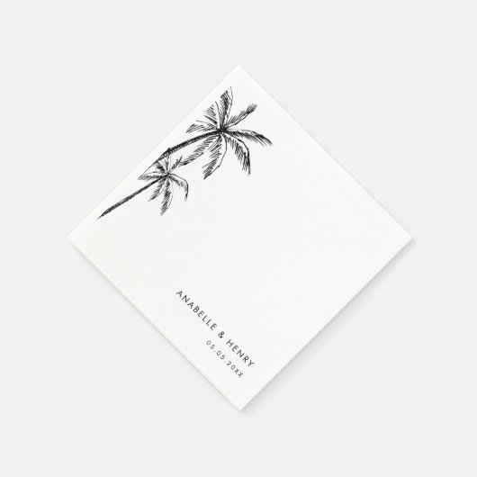 Met de Hand Getekende Palmboom Strand Bestemming T Servet (Hoek)