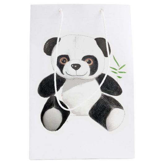Met de hand getekende Panda Plush Medium Cadeauzakje (Voorkant)