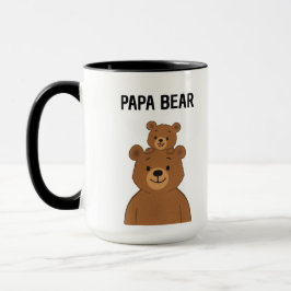 Met de hand getekende papa beer en babybeer koffie mok