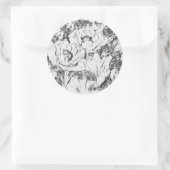 Met de hand getekende papavers bloemen bloemen ronde sticker (Tas)