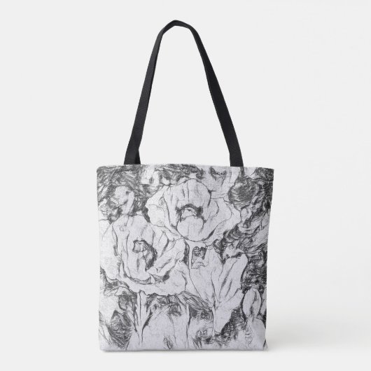 Met de hand getekende papavers bloemen bloemen tote bag (Achterkant)