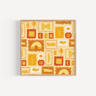 Met de Hand Getekende Pasta Noodle Keuken Kunst Poster