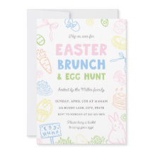 Met de hand getekende pastel Easter Brunch & Eiere
