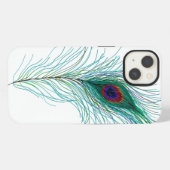 Met de hand getekende pauwenveren iPhone hoesje (Achterkant horizontaal)