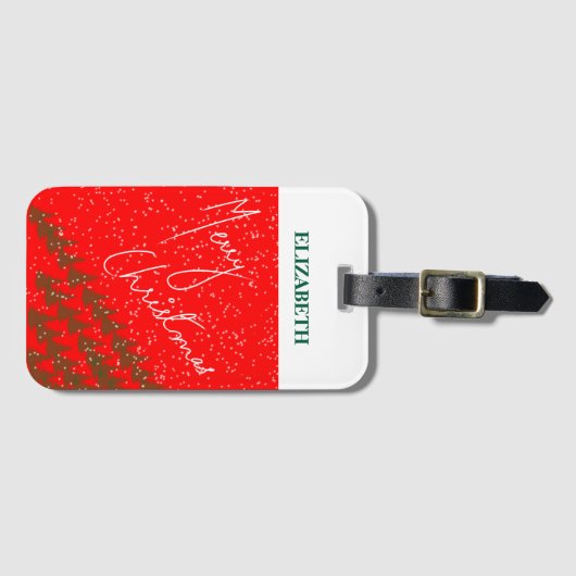 Met de hand getekende persoonlijke Prettig Kerstmi Bagagelabel (Voorkant (horizontaal))