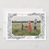 Met de hand getekende Pine Lijst Kerstmis Feestdagenkaart (Voorkant)