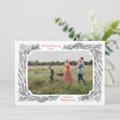 Met de hand getekende Pine Lijst Kerstmis Feestdagenkaart (Staand voorkant)