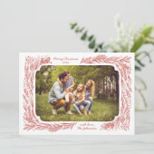 Met de hand getekende Pine Lijst Kerstmis-fotofees Feestdagenkaart (Staand voorkant)