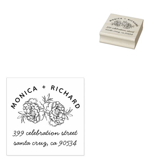 Met de hand getekende pioenen | Namen en met de ha Rubberstempel (Gestempeld)