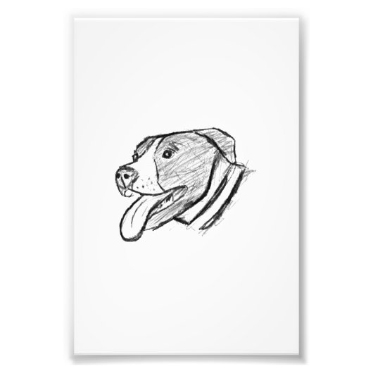 met de hand getekende pitbull foto hond dierenlief afdruk (Voorkant)