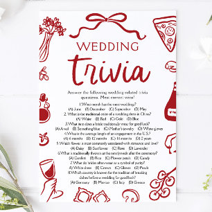 Met de Hand Getekende Pizza Huwelijk Trivia Bruids Kaart