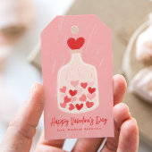 Met de hand getekende pot van harten Valentijnsdag Cadeaulabel