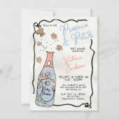 Met de hand getekende Presecco en Bloemblaadjes Ba Kaart (Voorkant)