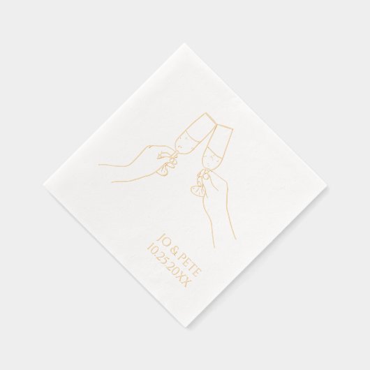 Met de hand getekende "Proost" Champagne Persoonli Folie Servetten (Rechts)